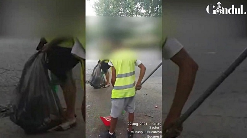 Copil de 14 ani, la măturat străzile din Sectorul 1 pentru firma cu care Clotilde Armand a încheiat contract de salubrizare pe durata stării de&nbsp;alertă